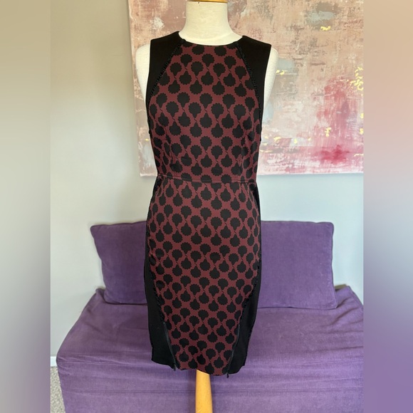 RACHEL Rachel Roy Dresses & Skirts - Rachel Roy Women's Dark Red and Black‎ Dress with Zipper Feature Size 8